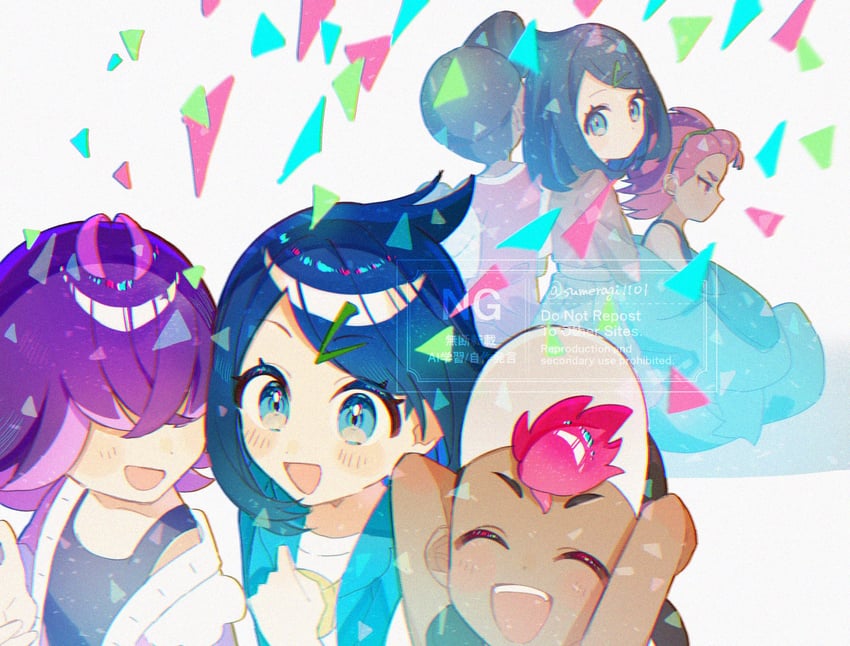 liko, dot, and roy (pokemon and 1 more) drawn by sumeragi1101