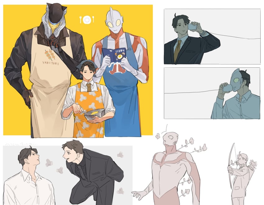 ultraman, mephilas seijin, and kaminaga shinji (ultra series and 2 more) drawn by bbbb_fex