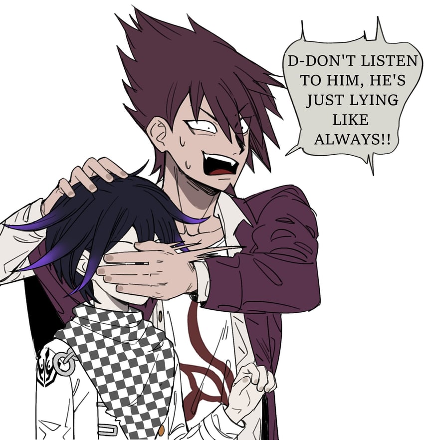 oma kokichi and momota kaito (danganronpa and 1 more) drawn by miri_(bossu_osu)