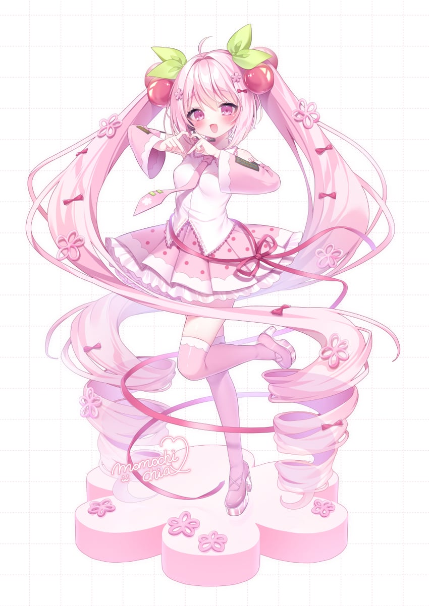 hatsune miku and sakura miku (vocaloid) drawn by momochi_chia