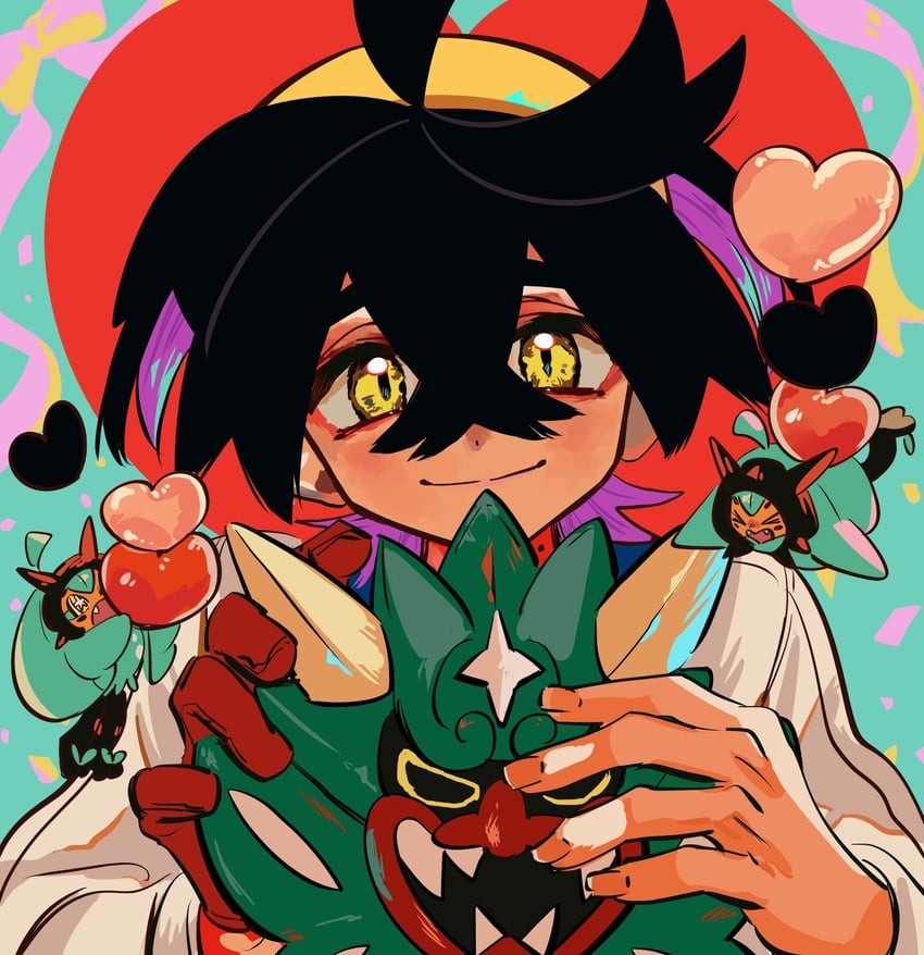 kieran and ogerpon (pokemon and 1 more) drawn by assassinookayu