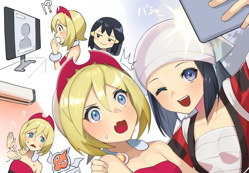 rotom, akari, and irida (pokemon and 1 more) drawn by katwo