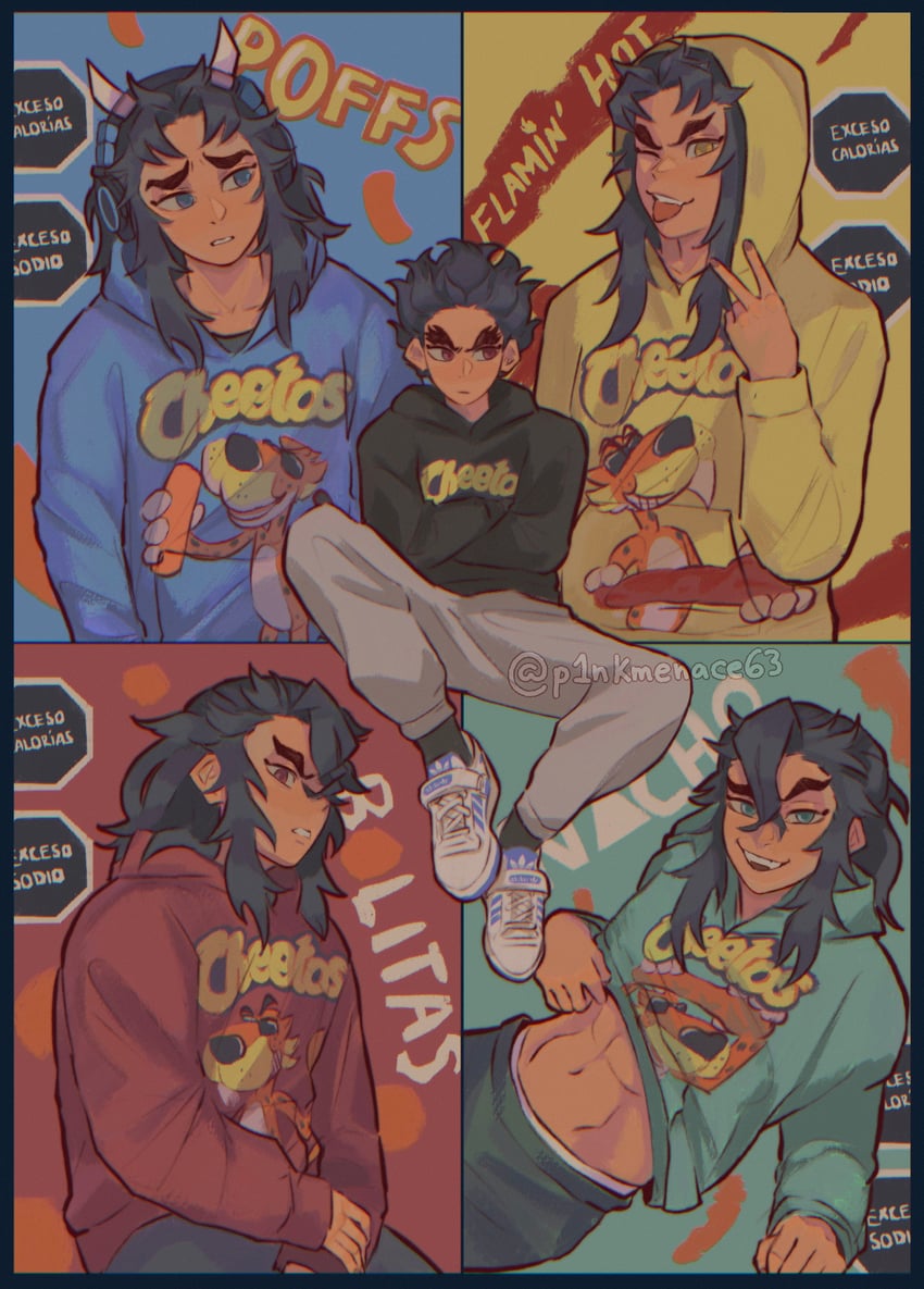 urogi, karaku, zohakuten, sekido, aizetsu, and 1 more (kimetsu no yaiba and 1 more) drawn by p1nkmenace63
