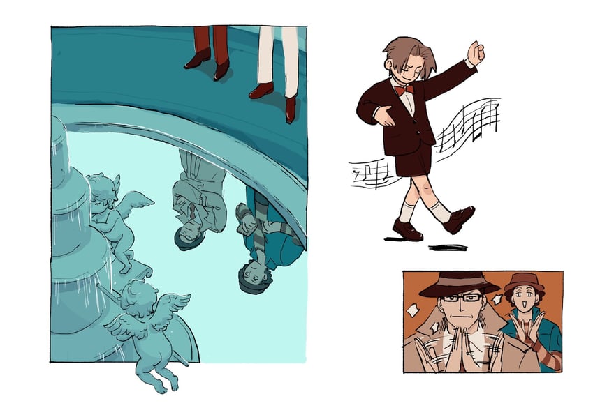 miles edgeworth, eddie fender, and gregory edgeworth (ace attorney and 2 more) drawn by wwwsumiso