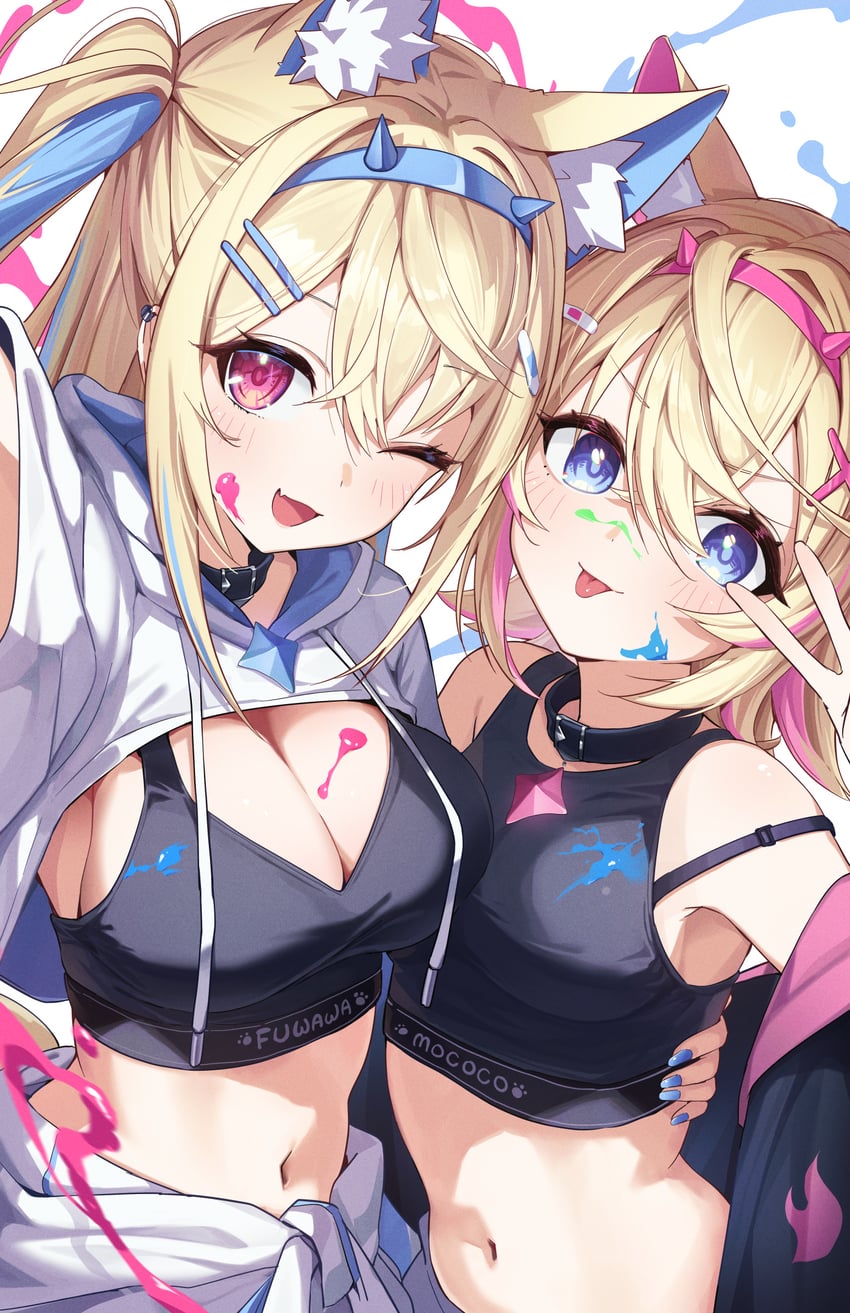fuwawa abyssgard and mococo abyssgard (hololive and 1 more) drawn by gyool