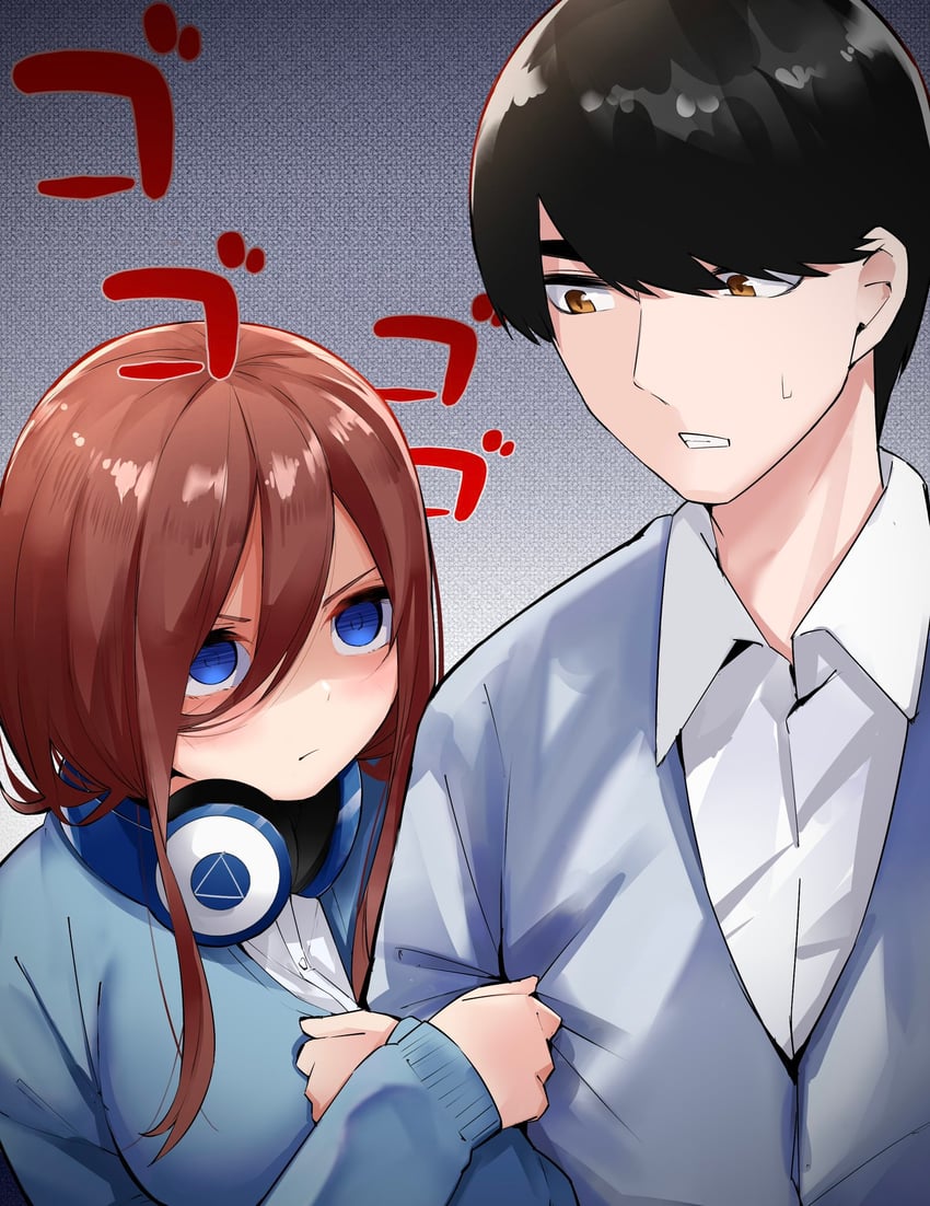nakano miku and uesugi fuutarou (go-toubun no hanayome) drawn by mame1645