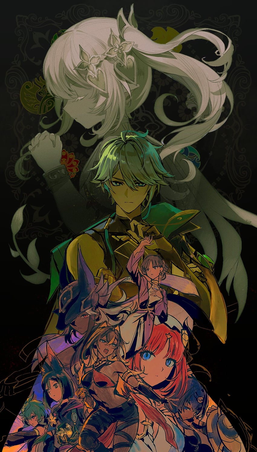 nahida, nilou, alhaitham, tighnari, cyno, and 4 more (genshin impact) drawn by ichigawa_(lethe)