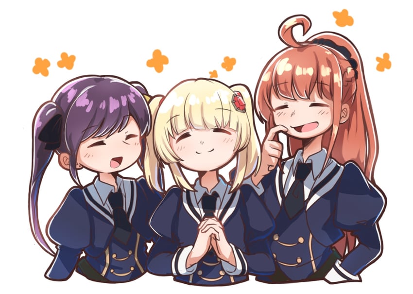 hishida haru, yokoyama azusa, and imamura sakumi (assault lily) drawn by nabezoko_no_okoge