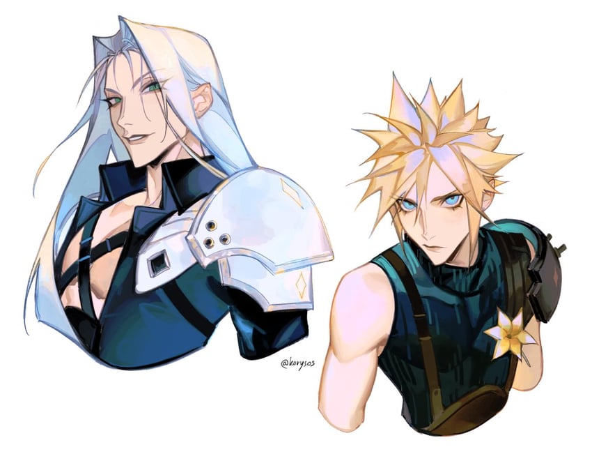 cloud strife and sephiroth (final fantasy and 2 more) drawn by korysos