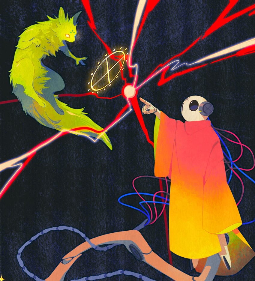 saint and sliver of straw (rain world) drawn by izz_owooo
