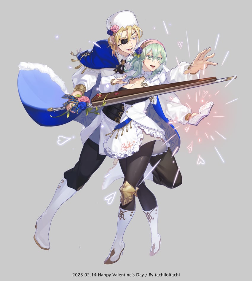 dimitri alexandre blaiddyd and female byleth (fire emblem and 1 more) drawn by tachi_(tachibana)