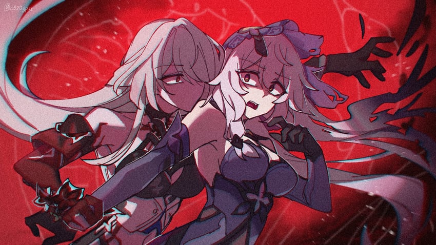 acheron and black swan (honkai and 1 more) drawn by c520gpss