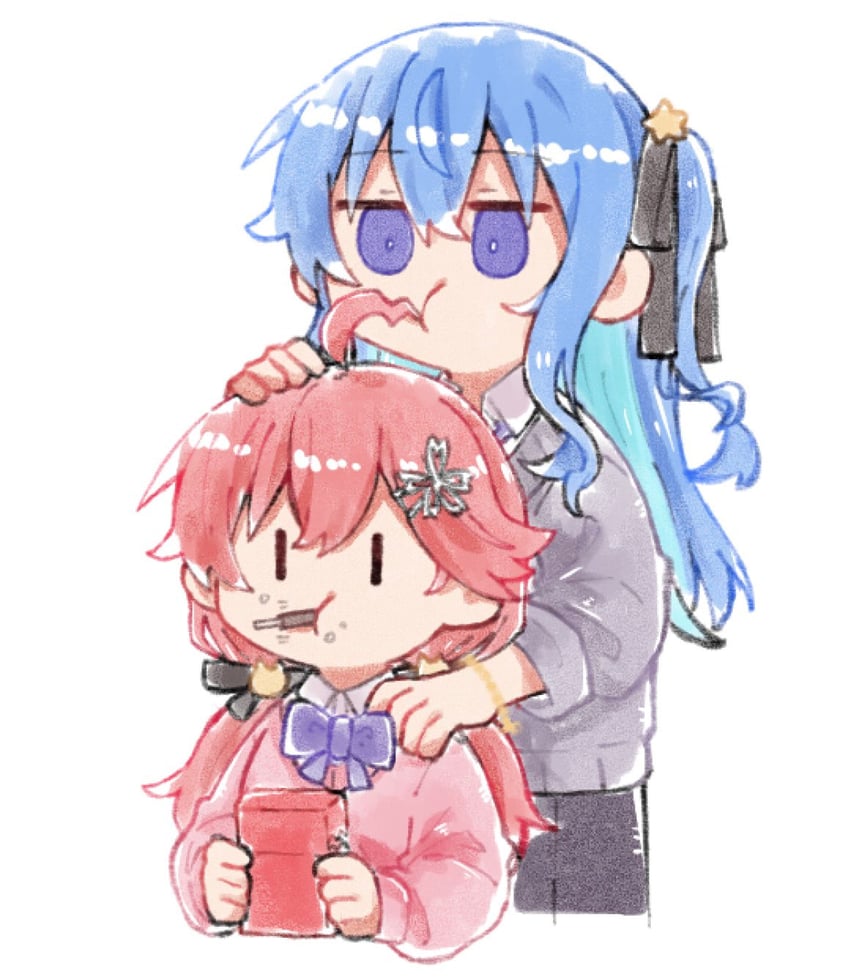 hoshimachi suisei and sakura miko (hololive and 1 more) drawn by ichigo_(lb450232)