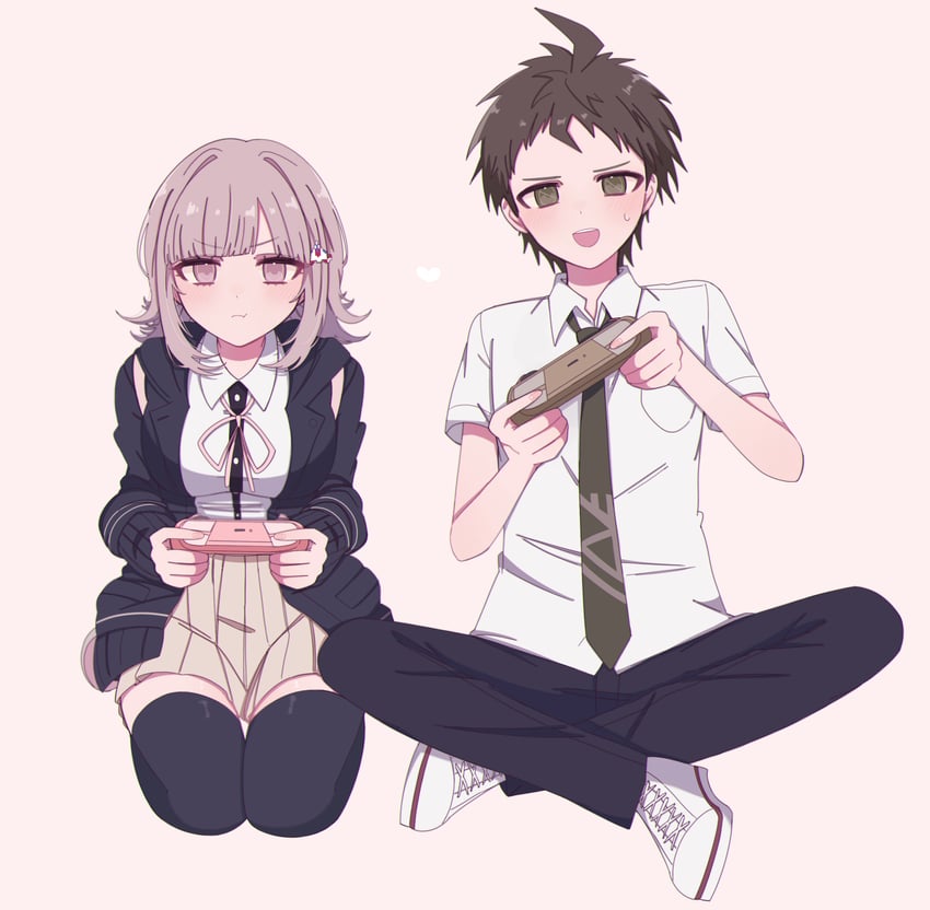 nanami chiaki and hinata hajime (danganronpa and 2 more) drawn by chi_gu
