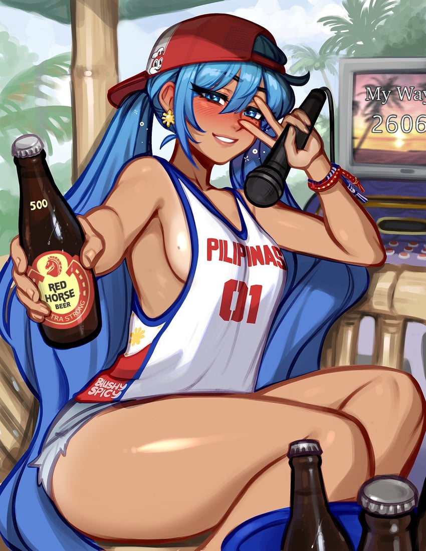 hatsune miku (vocaloid and 1 more) drawn by blushyspicy