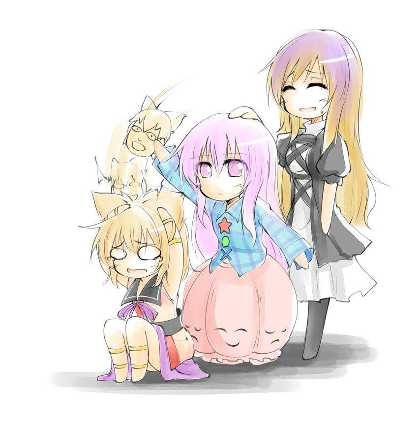 hijiri byakuren, toyosatomimi no miko, and hata no kokoro (touhou) drawn by kakao_(noise-111)