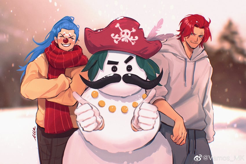 shanks, buggy the clown, and gol d. roger (one piece) drawn by vamos_mk