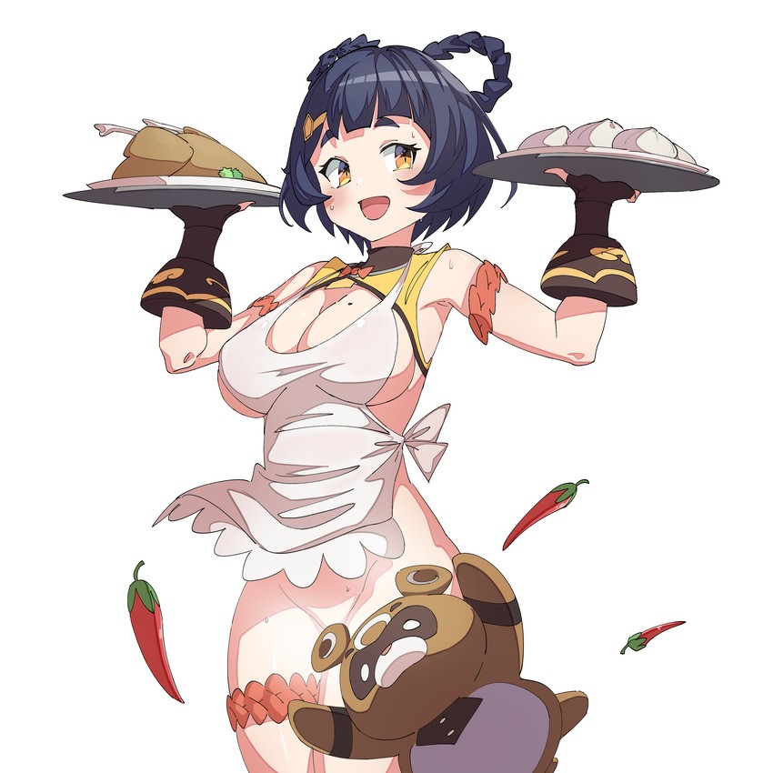 xiangling and guoba (genshin impact) drawn by frank_lee_(dfgh132)