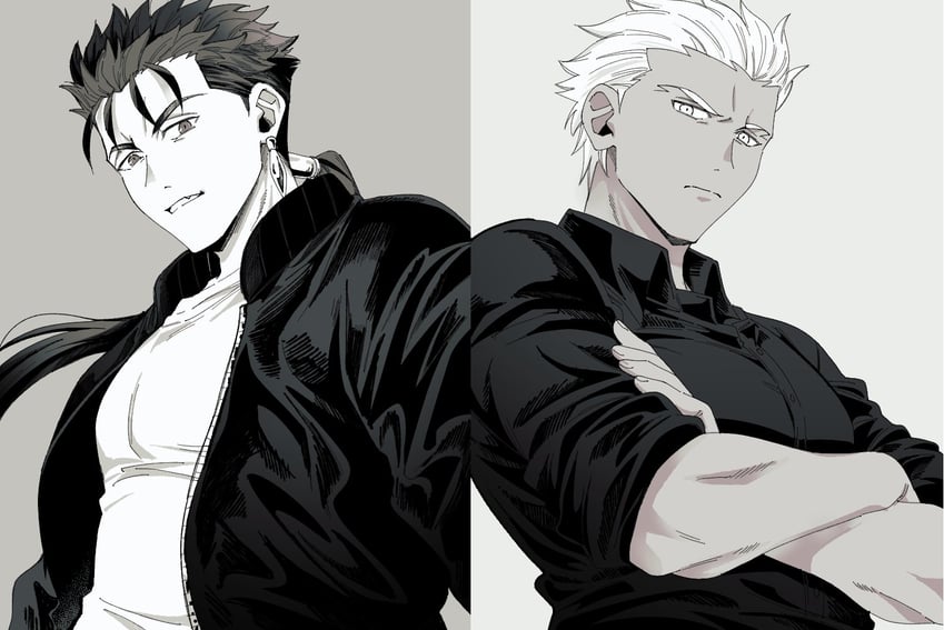 archer and cu chulainn (fate and 1 more) drawn by nkt_(000)