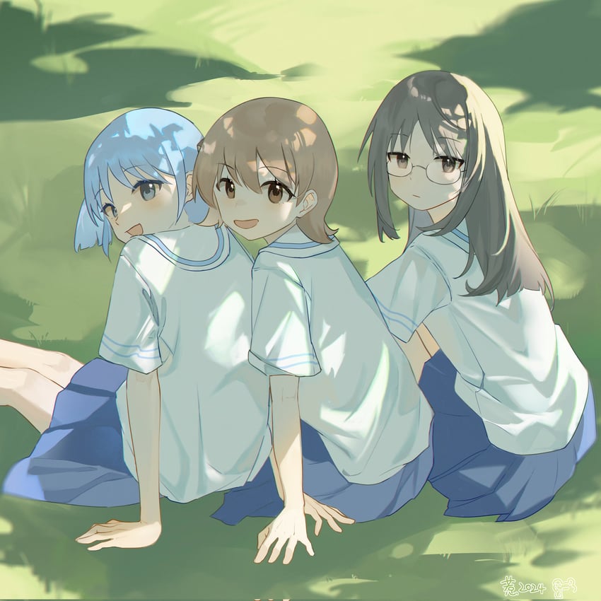 naganohara mio, aioi yuuko, and minakami mai (nichijou) drawn by rereliu