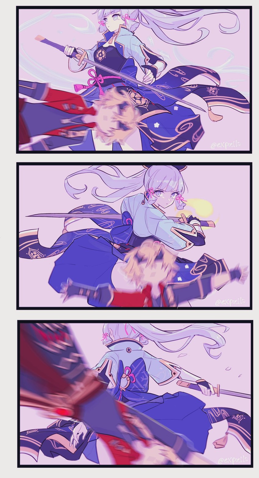 kamisato ayaka and thoma (genshin impact) drawn by mao_(expuella)