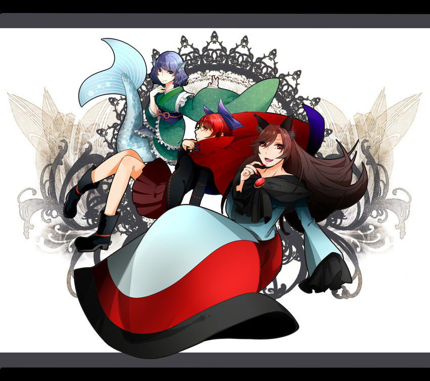 imaizumi kagerou, sekibanki, and wakasagihime (touhou and 1 more) drawn by miyashirou_(312_1mmm1_213)