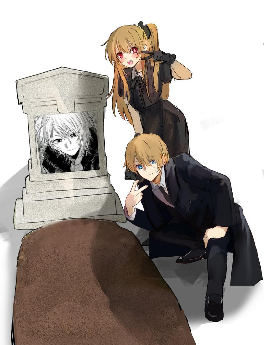 hoshino ruby, hoshino aquamarine, and kamiki hikaru (oshi no ko) drawn by watasi_tokimi and yokoyari_mengo
