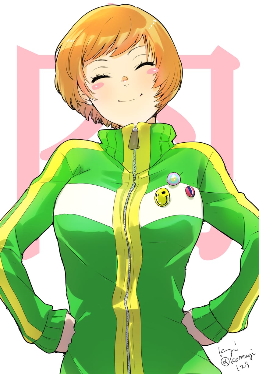 satonaka chie (persona and 1 more) drawn by komugi_(mugiwaraclub)