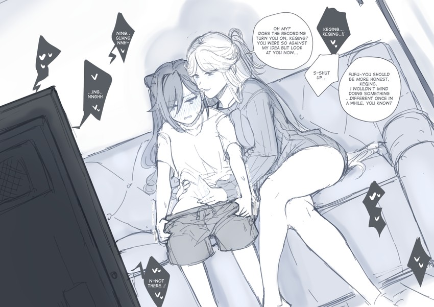 keqing and ningguang (genshin impact) drawn by hinagi_(fox_priest)
