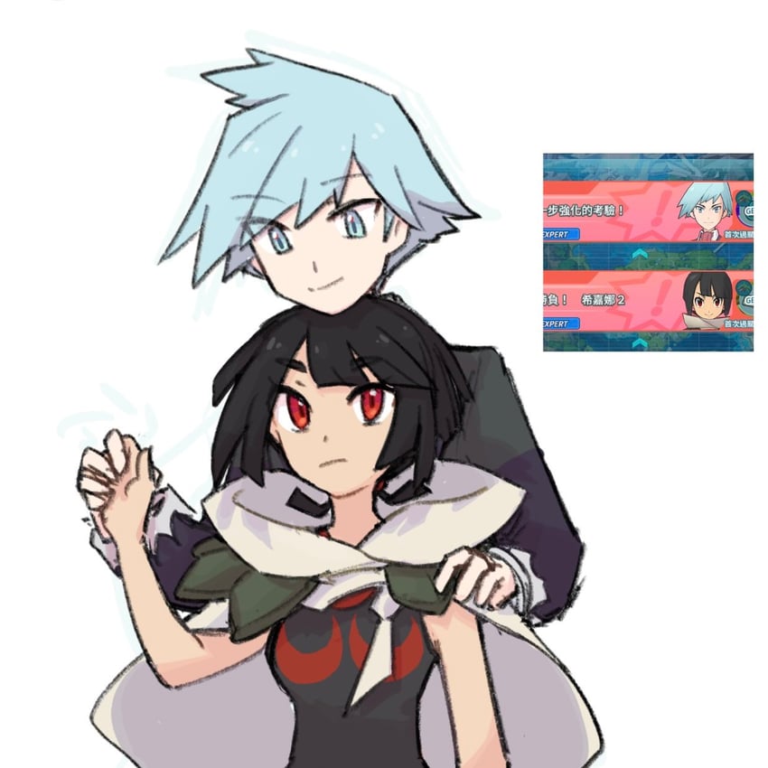 steven stone and zinnia (pokemon and 2 more) drawn by xlii_idk