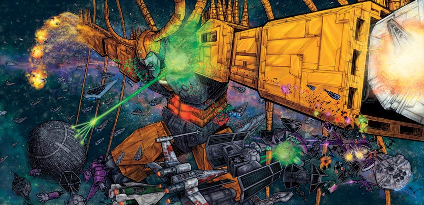 unicron, cyclonus, tie advanced x1, scourge, and sweeps (transformers and 2 more) drawn by artrobot9000