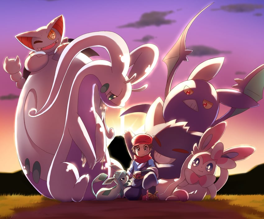 sylveon, gengar, glaceon, rei, crobat, and 2 more (pokemon and 1 more) drawn by neoyorimi2