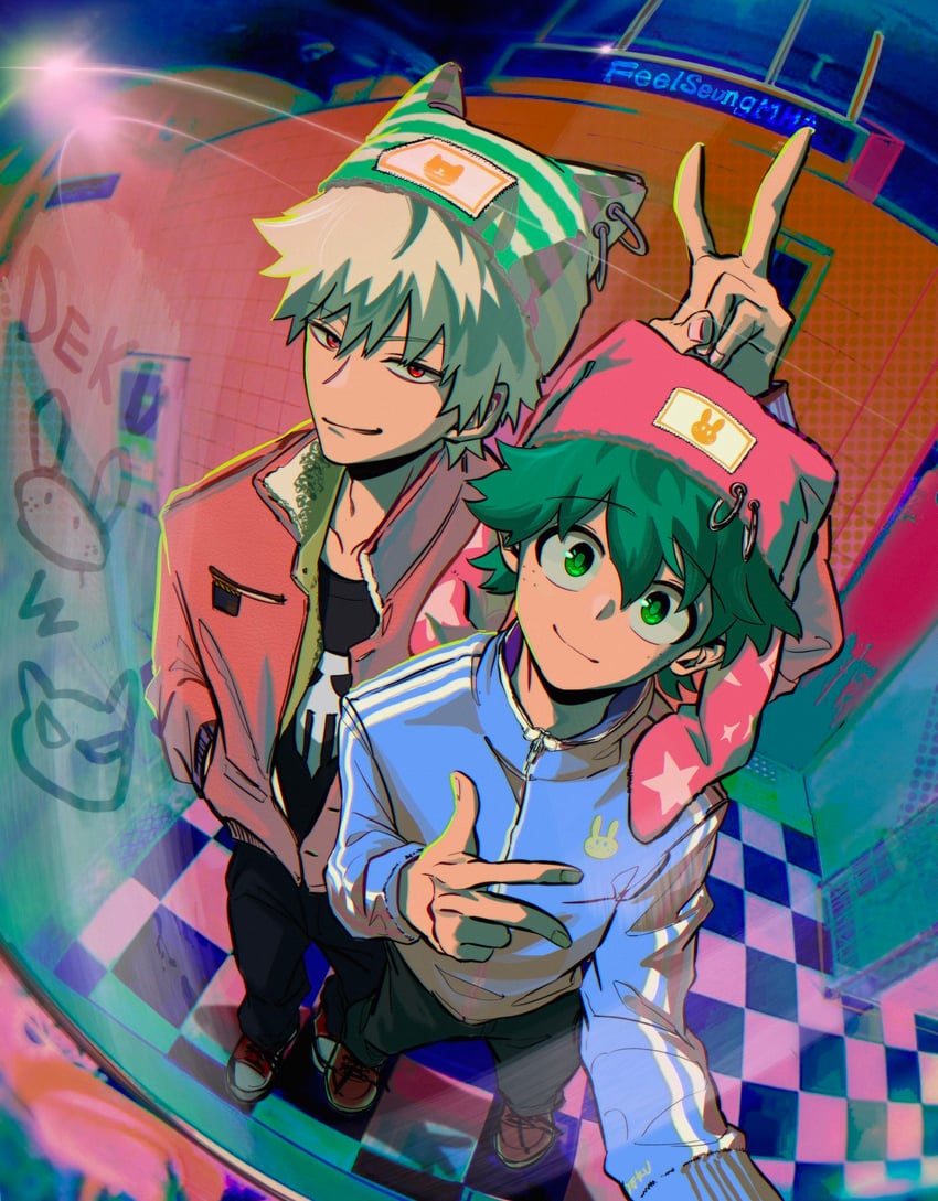 midoriya izuku and bakugou katsuki (boku no hero academia) drawn by feelseungmha