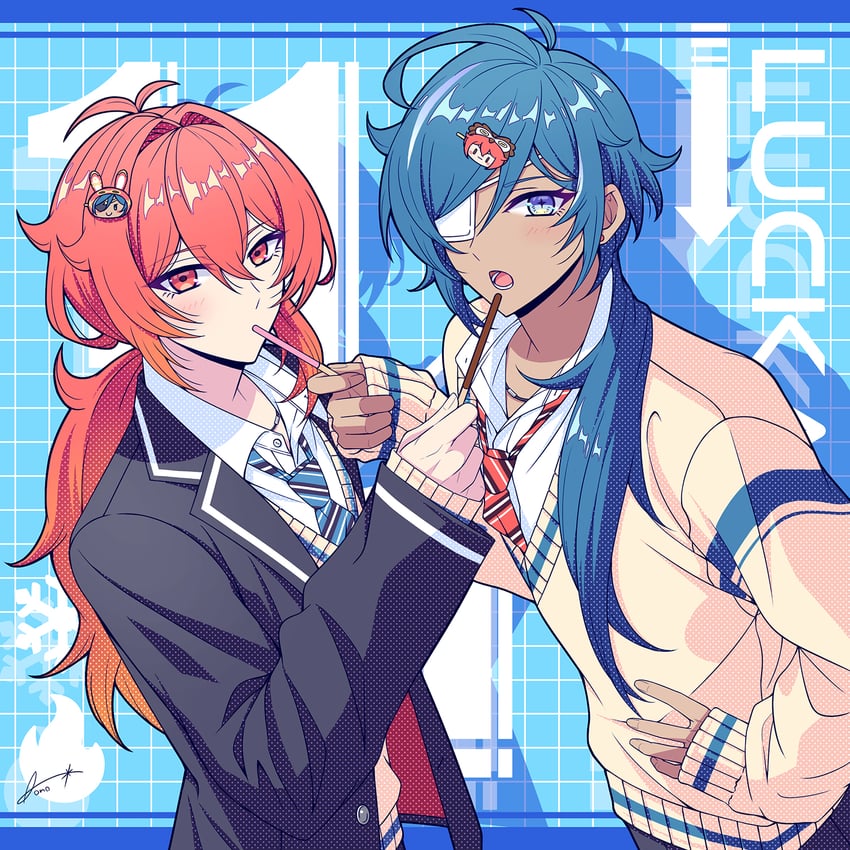 diluc and kaeya (genshin impact) drawn by aono_(aono_pic)