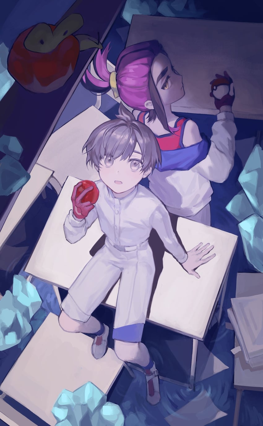kieran, florian, and applin (pokemon and 1 more) drawn by kyuuden_mikan