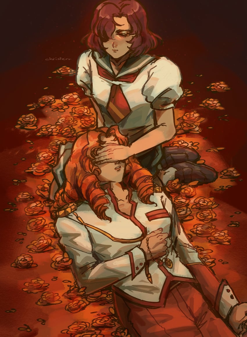 arisugawa juri and takatsuki shiori (shoujo kakumei utena) drawn by christerr_(angeldrumcat)