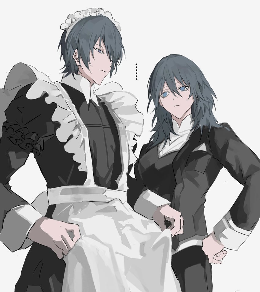 female byleth and male byleth (fire emblem and 1 more) drawn by krank