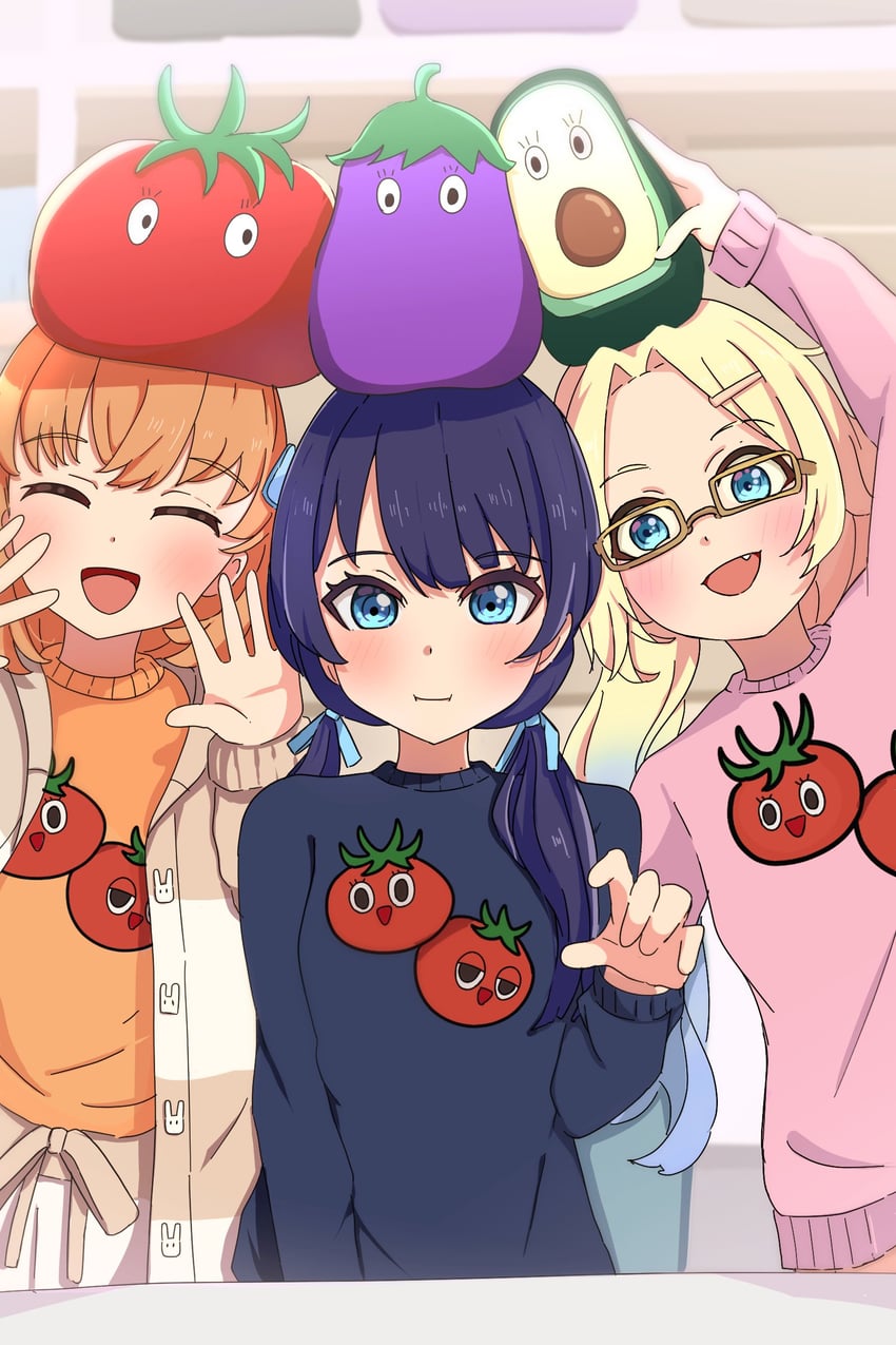 hinoshita kaho, murano sayaka, and osawa rurino (love live! and 1 more) drawn by kametora_(kametora02)