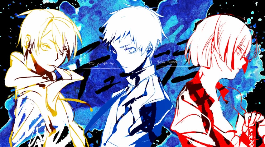 sonohara anri, ryuugamine mikado, and kida masaomi (durarara!!) drawn by rei_(sanbonzakura)