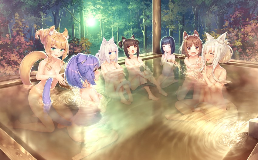chocola, vanilla, coconut, cinnamon, azuki, and 2 more (nekopara) drawn by sayori_(neko_works)