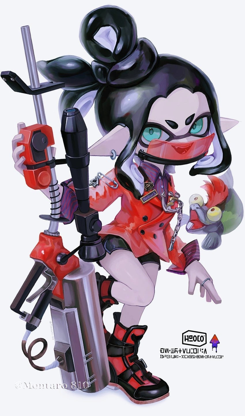 inkling player character, inkling girl, and smallfry (splatoon and 1 more) drawn by montaro_810