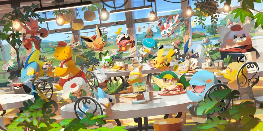 eevee, sylveon, sprigatito, snivy, absol, and 18 more (pokemon and 1 more) drawn by yamamoto_hiroyuki