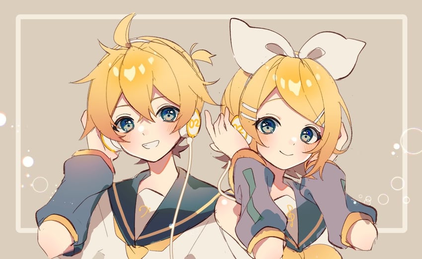 kagamine rin and kagamine len (vocaloid) drawn by sazanami_(ripple1996)