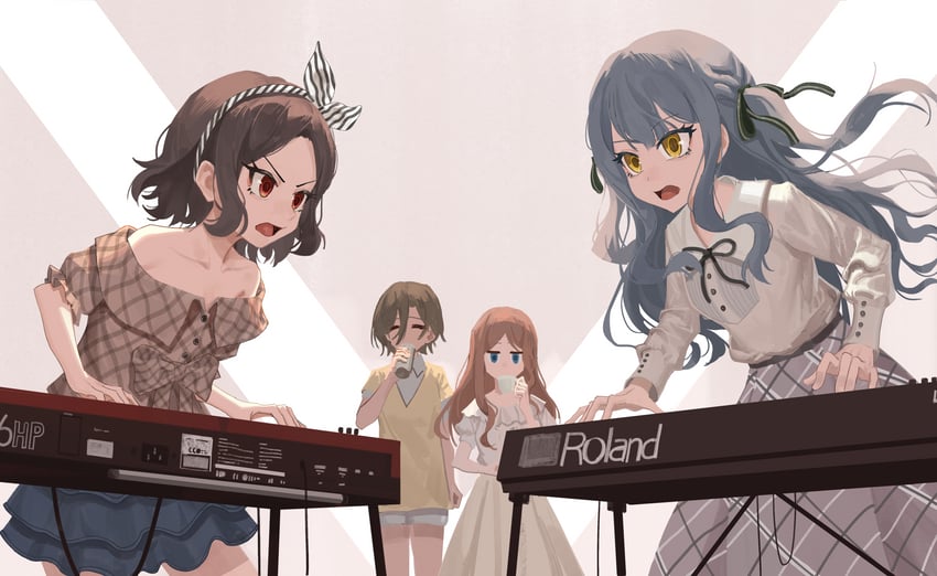 togawa sakiko, nagasaki soyo, ebizuka tomo, and rupa (bang dream! and 1 more) drawn by remisaku