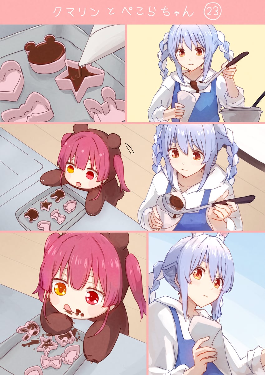 houshou marine, usada pekora, and houshou kumarine (hololive) drawn by yami_ara