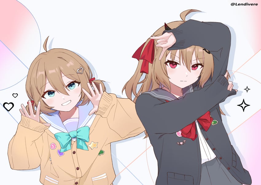 neuro-sama and evil neuro-sama (vedal ai and 1 more) drawn by lendivere