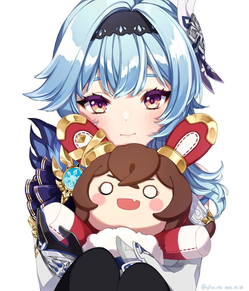 eula and baron bunny (genshin impact) drawn by ria_(yfvv_ria)