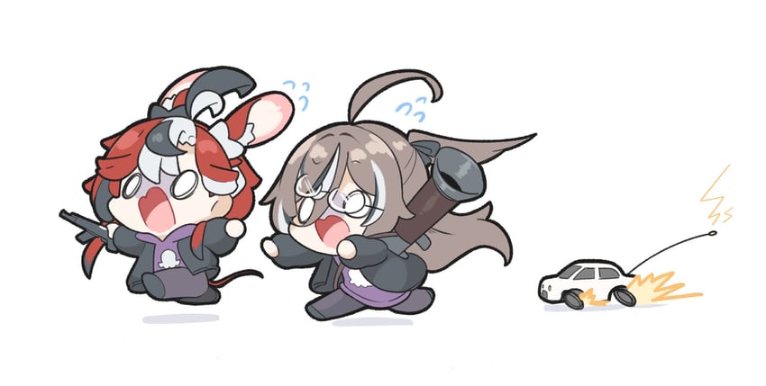 nanashi mumei and hakos baelz (hololive and 2 more) drawn by snowmya