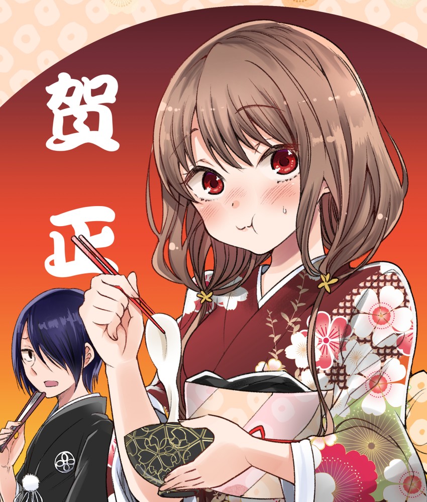 iino miko and ishigami yuu (kaguya-sama wa kokurasetai ~tensai-tachi no renai zunousen~) drawn by sakayama_shinta