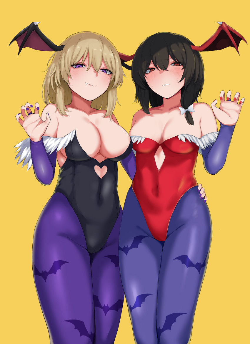 usami renko, maribel hearn, morrigan aensland, and lilith (touhou and 1 more) drawn by ikeda_yamada